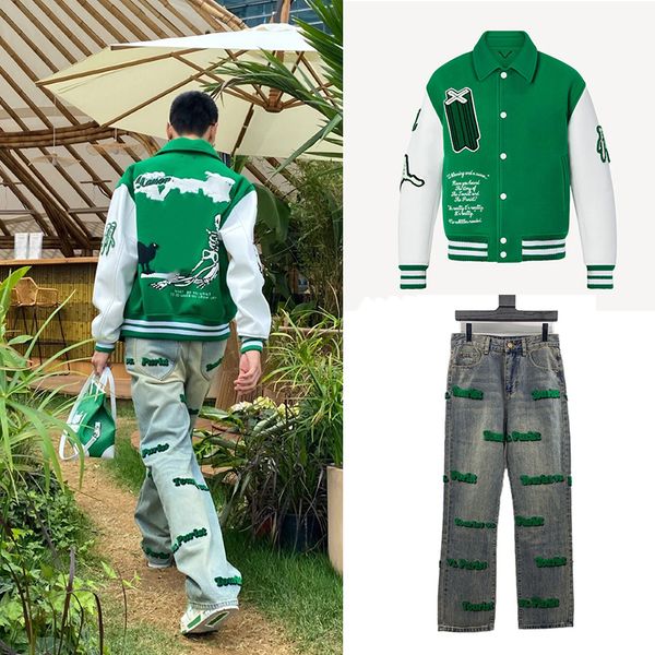 

men badge rips stretch wide leg jeans women blue fashion loose fit washed motocycle denim pants panelled hip hop distressed ripped biker tro