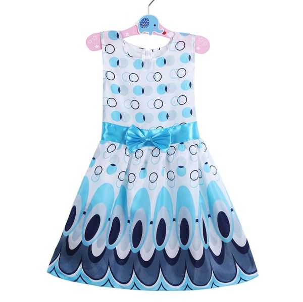 

new kids girls dress cute peacock color sleeveless princess dress circle fashion children's clothes, Red;yellow