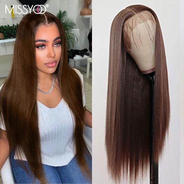 

13x4 lace front human hair wigs brazilian straight brown wig pre plucked closure remy for black women 26in, Black;brown