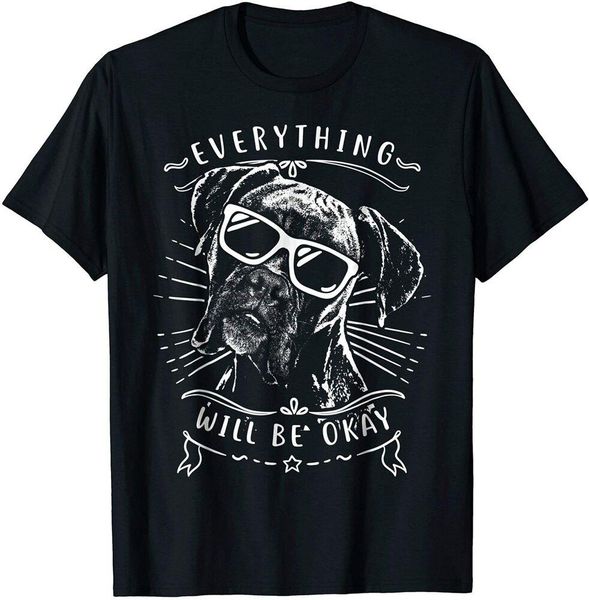 

everything will be ok boxer dog t-shirt size s-5xl, White;black