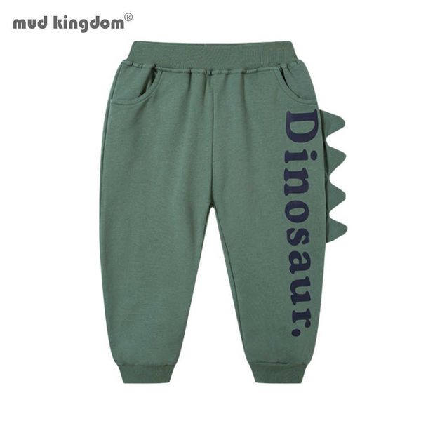 Mudkingdom Crianças Menino Calças 3D Dinossauro Calças Desenhos Animados Jogger Casual Algodão Roupas 210615