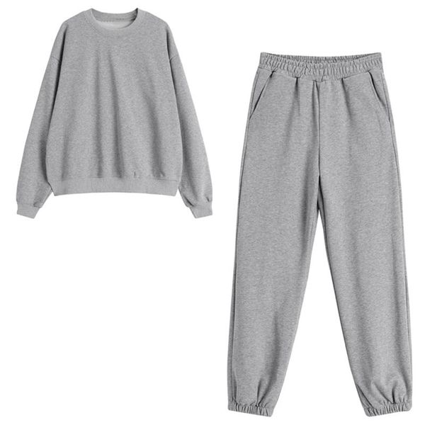 

women's two piece pants solid loose 2 set women and men outfits streetwear oversized sweatsuit joggers sweatshirt tracksuit matching, White
