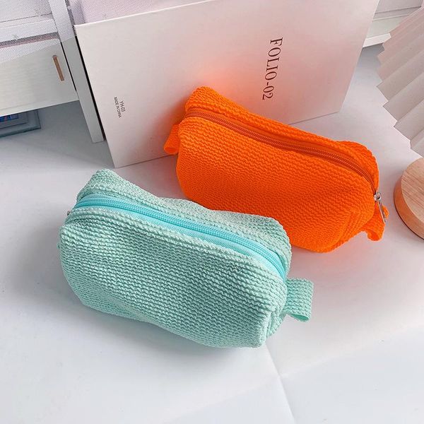 

cosmetic bags & cases women soild pleated bag portable travel large capacity wash student pencil case girls school stationery storage