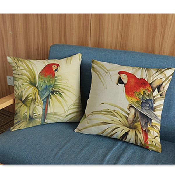 

cushion/decorative pillow decorative throw pillows 18'' colorful parrot lovely birds style cotton linen sofa chair square case cus