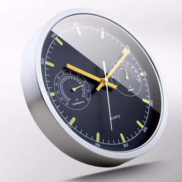 

wall clocks belt hygrometer clock stainless steel metal mute brief