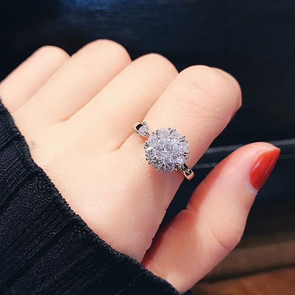 

cluster rings socialite temperament small snowflake ring rotatable internet celebrity same style personality index finger with opening, Golden;silver