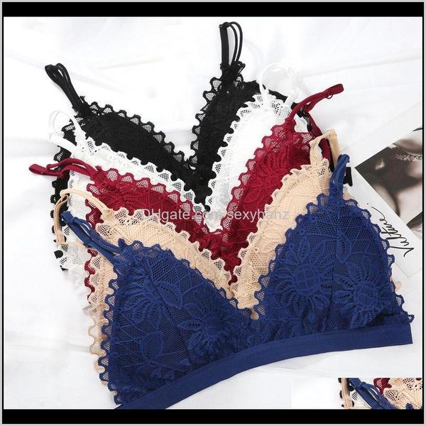 

bras apparel drop delivery 2021 no steel ring female seamless bra underwear womens floral lace jlgzj, Red;black