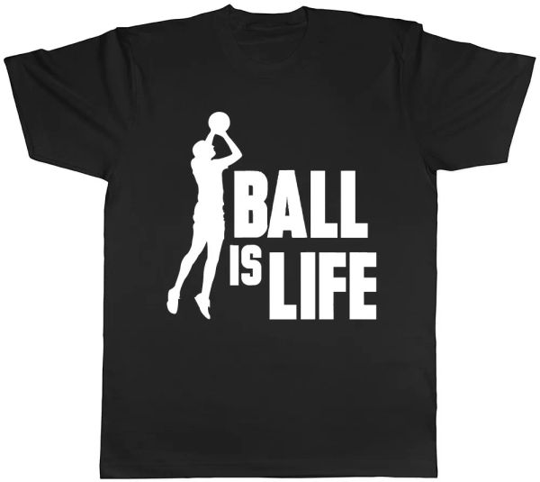

ball is life mens womens ladies t-shirt, White;black