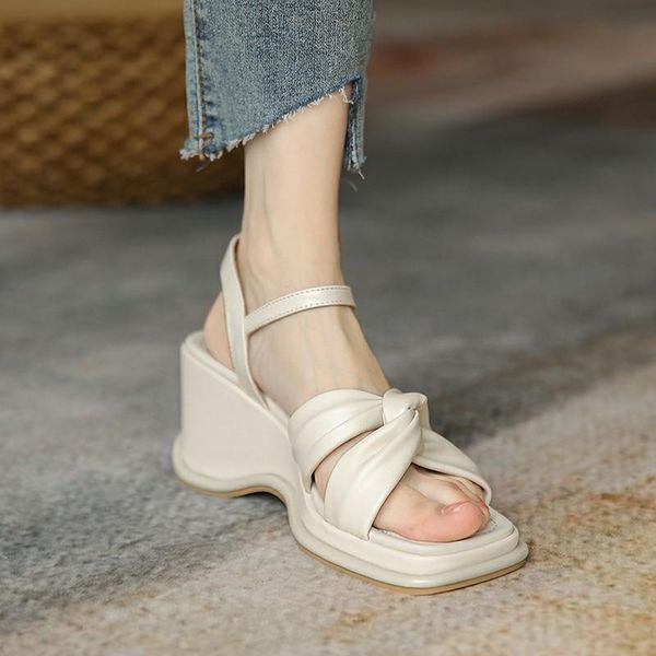 

sandals 2021 summer fashion temperament simple pure color women wedge heels, Black