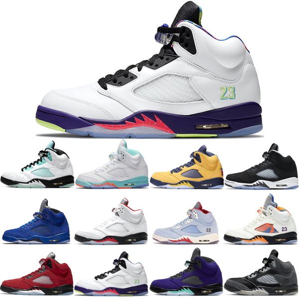 

raging bull 5 5s men basketball shoes jumpman oregon alternate grape what the fire red metallic silver trainers sports sneakers outdoor good, White;red
