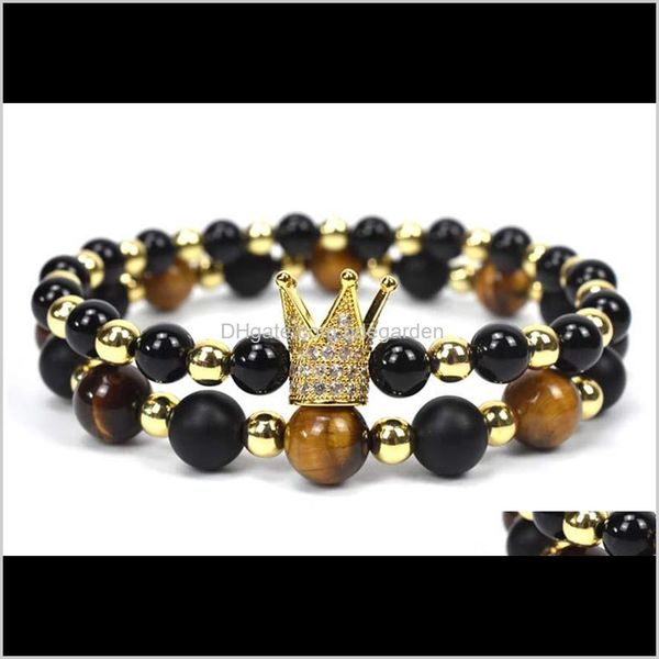 

link, chain bracelets drop delivery 2021 charm luxury fashion gold royal crown braided adjustable men bracelet for jewelry gift eyzxx, Black