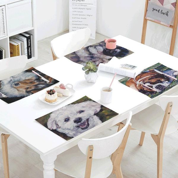 

table napkin 42x32cm cuteness schnauzer printed mat napkins for wedding placemat husky flag kitchen decor tablecloths