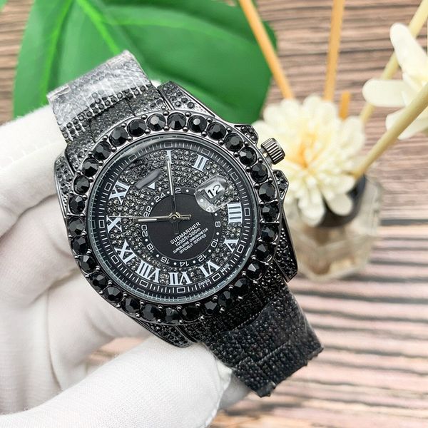 

designer luxury orologio diamond men watch brand submarine fashion watches dress gemstone dial stainless steel strap quartz movement automat, Slivery;brown
