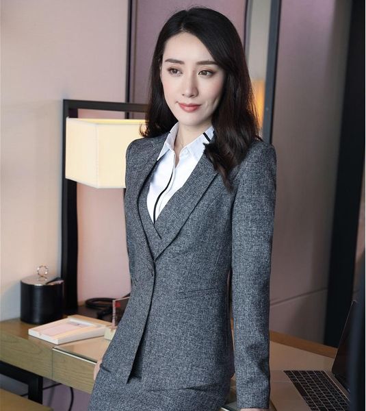 

fashion gray uniform designs blazers & jackets coat business work wear ladies office clothes female outwear plus size women's suits, White;black