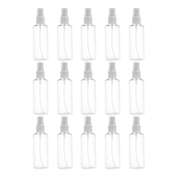 

15pcs 100ml clear plastic empty spray bottles refill mist pump portable travel reuse storage & jars