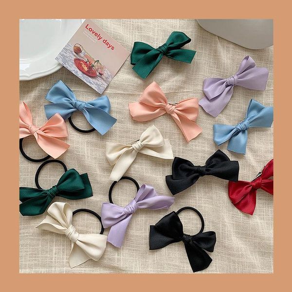 

hair accessories small bow hairpin tie rope girl lovely back of the head double ponytail girly circle headdress, Slivery;white