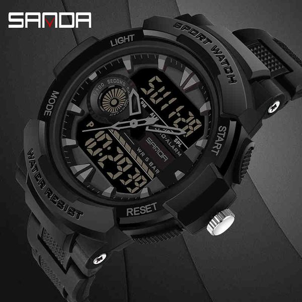 

men's watch sports swimming waterproof multifunctional men electronic wristwatch sanda brand relogio digital military led x0524, Slivery;brown