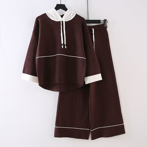 

Spring and fall fashion loosens casual legged pants two-piece t407 suit sweater, White