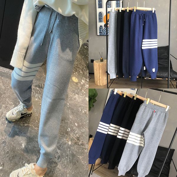 

chao tb wool knitted women's rhyme da spring and summer four bar ice silk leisure pants harlan leggings grey, White;black