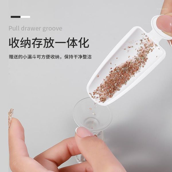 

white abs double-layer powder recovery box french storage portable infiltration container manicure tool1