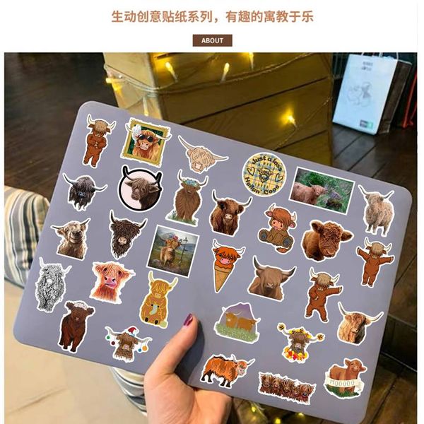 

50pcs funny cartoon cows stickers non-random for car bike luggage sticker lapskateboard motor water bottle snowboard wall decals kids gifts