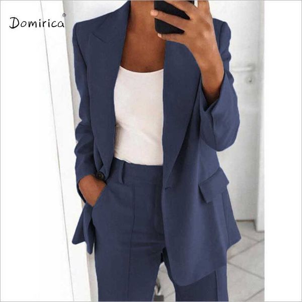 Giacca da donna alla moda coreana colletto slim monopetto manica lunga solido elegante da donna ufficio plus size 5xl blazer femminile 210930