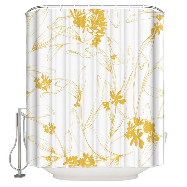 

shower curtains curtain waterproof polyester fabric yellow flower pattern
