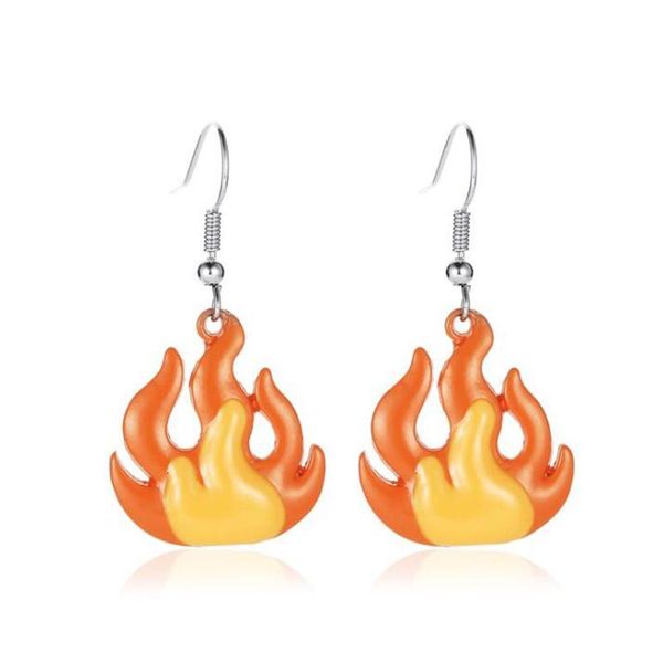 

dangle & chandelier funny cartoon acrylic flame shaped earrings for women green orange color hook hanging drop eardrop jewelry, Silver