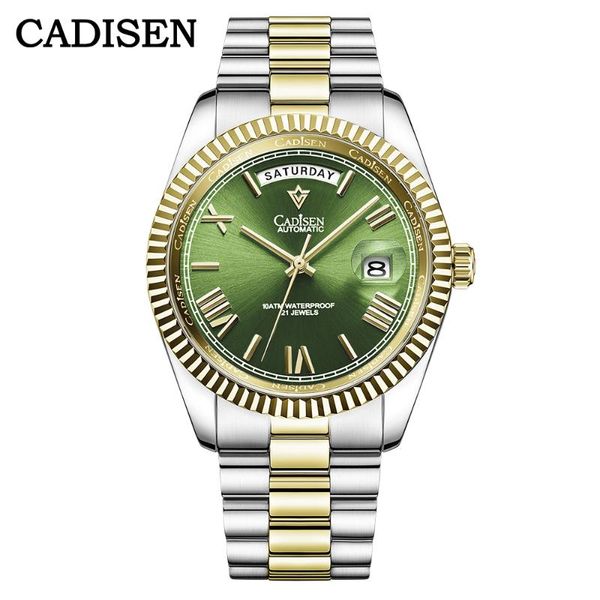 

wristwatches 2021 cadisen mens mechanical watches automatic watch stainless steel waterproof clock reloj hombre, Slivery;brown