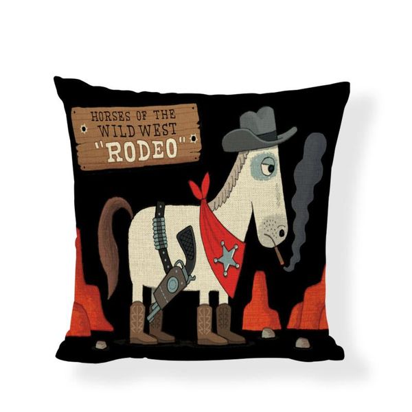 

cushion/decorative pillow stylish cowboy horse cushion animal pattern sofa gaming chair car seat cute office decor cotton linen throw