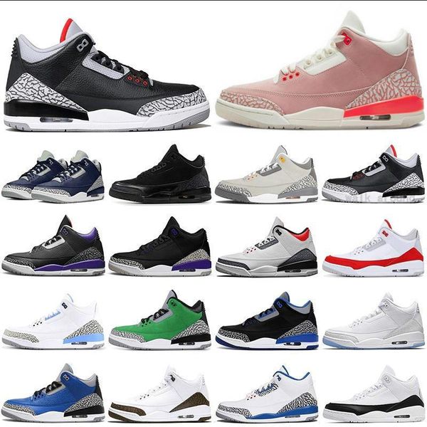 

jumpman 3s men basketball shoes 3 racer blue mocha court purple white black cat midnight navy rust pink woman mens trainers sports sneskers
