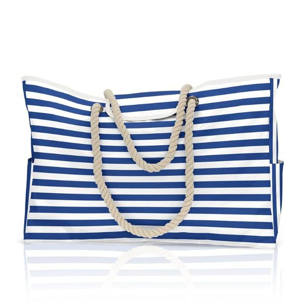 

storage bags large capacity sturdy and comfortable beach bag rope handle magnet buckle external pocket durable