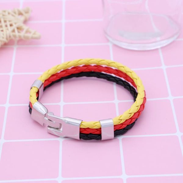 

charm bracelets national flag country braided rope bracelet alloy leather bangle wristband for men and (germany), Golden;silver