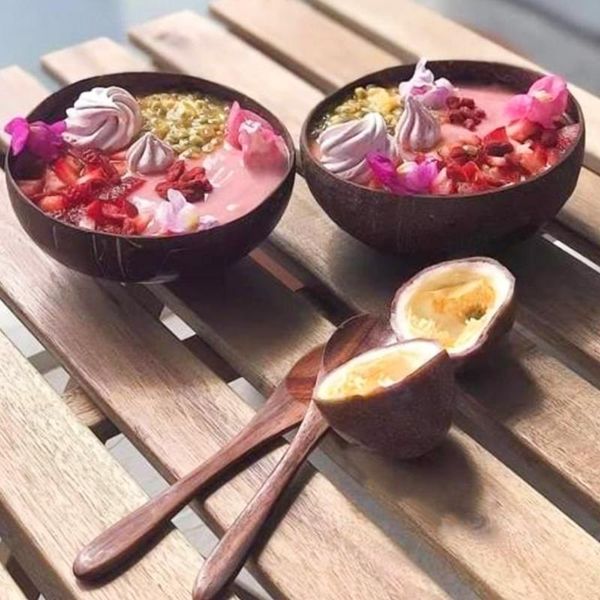 

coconut bowl wooden bowls rice noodles soup fruit salad kitchen supplies crafts coco party decoration