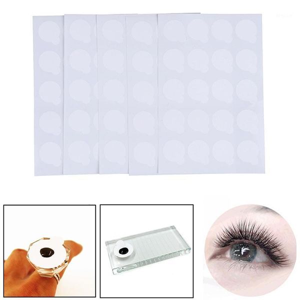 

100pcs 2.5cm disposable eyelash glue holder pallet paper extension pads sticker stand on jade stone makeup1