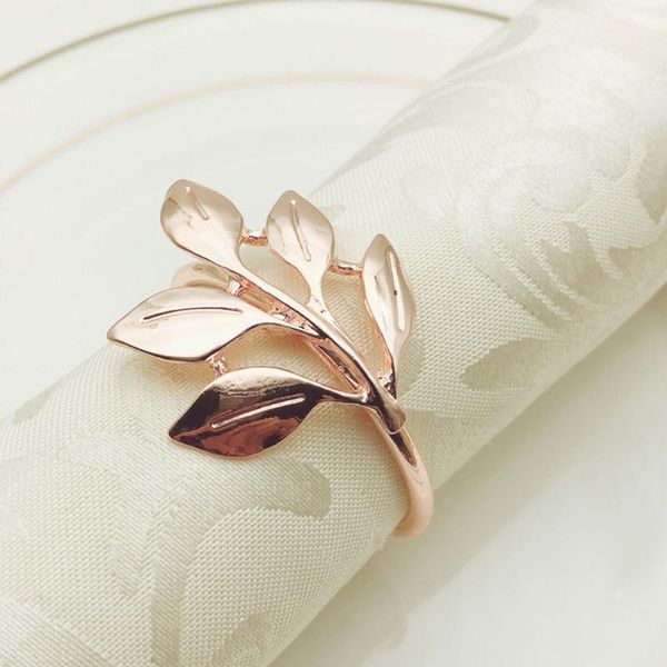 

napkin rings 6pcs serviette holder restaurant metal plating table decoration el banquet home ring wedding leaves shaped party