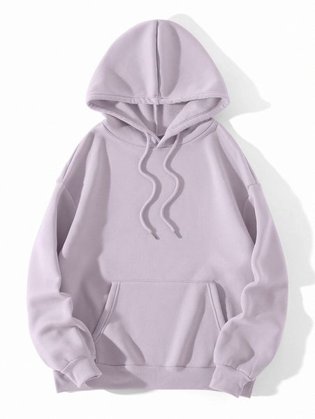 

solid drop shoulder kangaroo pocket hoodie j8ss#, White;black