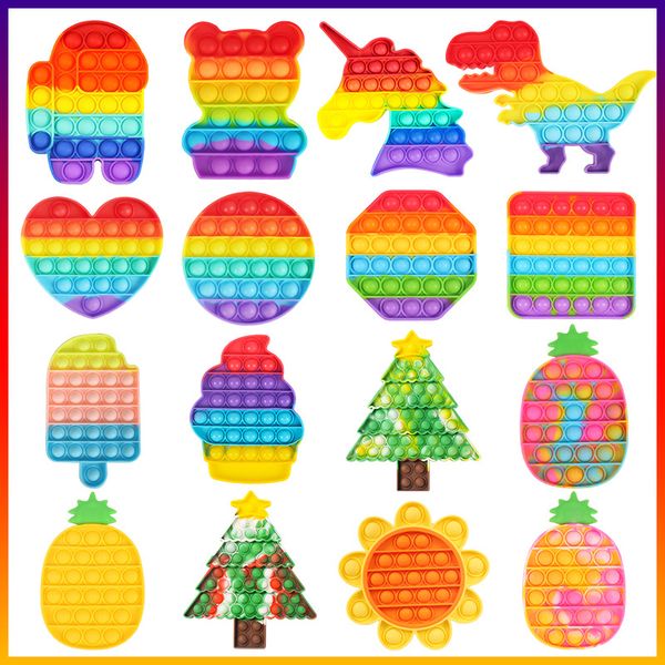 

party favor wholesale rainbow toys bubble antistress anti-stress soft sensory gifts reusable squeeze stress reliever board games push pop it
