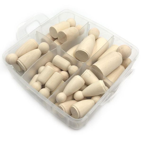 

pacifiers# 52pcs wooden peg dolls maple unpainted kids birthday gifts handmade unfinished weddings cake decor teething toys set