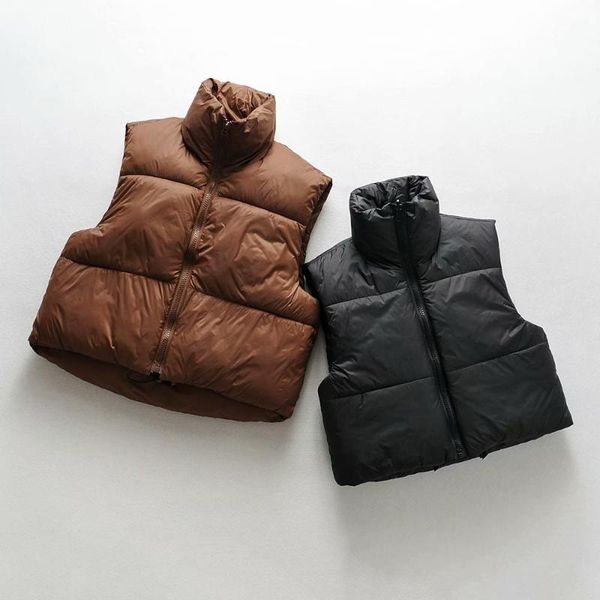 

women's vests 2021 spring black cropped vest coat women casual warm sleeveless waistcoat female chic outerwear, Black;white