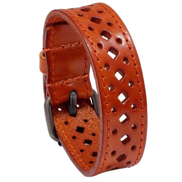 

charm bracelets pu leather bracelet retro hollow men's wide, Golden;silver