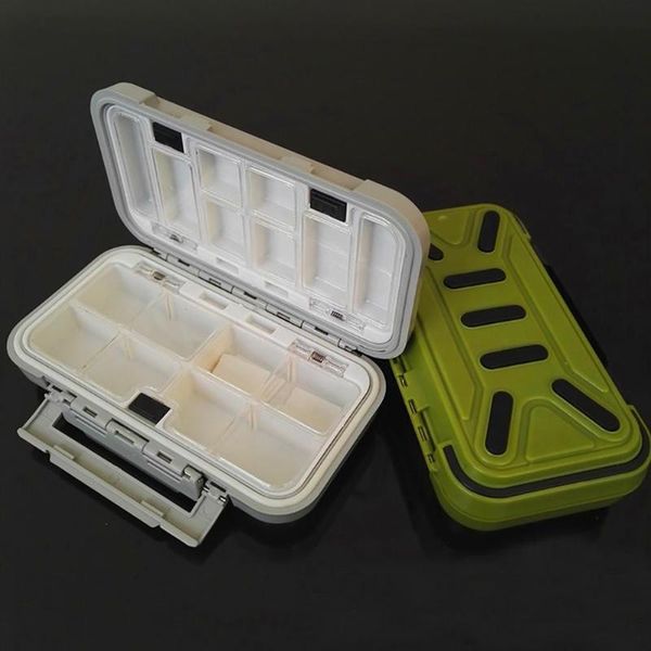

compartments lure storage box portable waterproof double-sided fishing bait spoon hooks case square tackle accessories