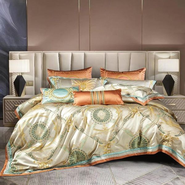 

bedding sets luxury egypt cotton jacquard set satin bright duvet cover  king 4/6/10pcs flat sheet bedspread pillowcases