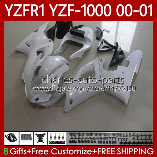 OEM Body Kit für Yamaha YZF-1000 YZF-R1 YZF 1000 CC R 1 2000 2001 2002 2003 Karosserie 83No.123 YZF Weiß Schwarz R1 1000CC 00-03 YZF1000 YZFR1 00 01 02 03 Motorradverkleidung