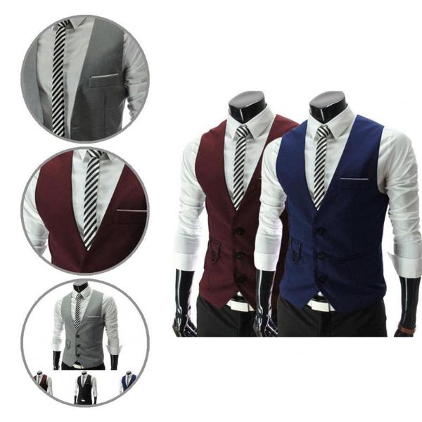 

men's suits & blazers stylish suit waistcoat sleeveless soft texture solid color men formal business vest, White;black