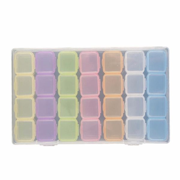 

nail art kits 28 pcs grid color accessories box lattice storage rhinestone bead acrylic crystal gem jewelry decoration tool