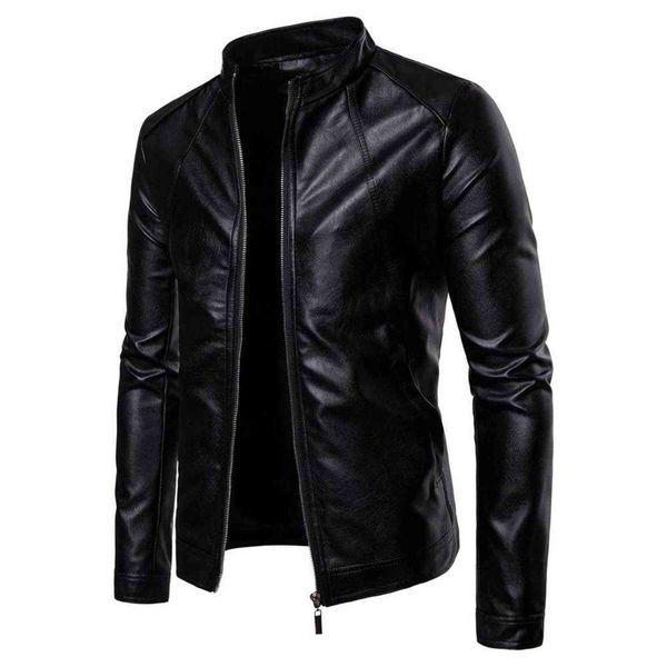 

men's slim jacket fashion solid color motorcycle winter s chaqueta hombre windproof black leather kurtka skorzana, Black;brown