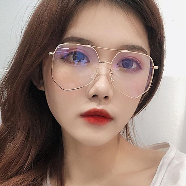 

fashion sunglasses frames eyeglasses vintage lenses optical no diopter lrregular myopia oversized retro golden transparent pink yellow glass, Black