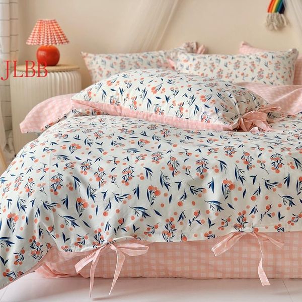 

bedding sets bowknot spring cotton set twin king size ribbon bed linen american style bedclothes summer girl pink