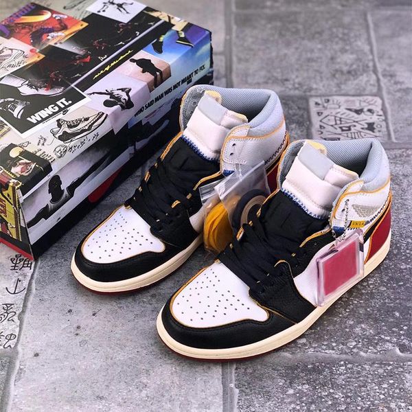 

jumpman 1 union x high og nrg basketball sports shoes los angeles 1s black toe blue mens outdoor trainers sneakers